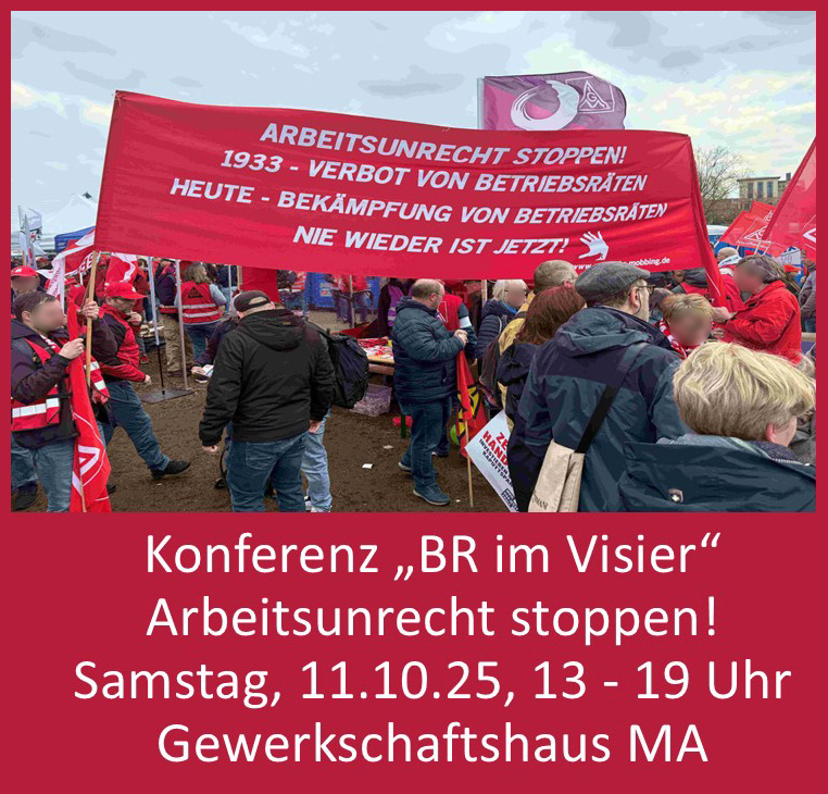 Konferenz BR im Visier am 11. 10. 25 mit Trasnsparent und Demonstrierenden